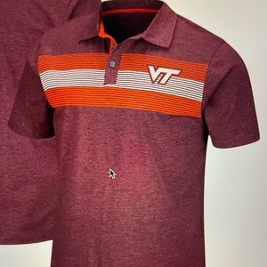 NWT Men's Colosseum Heathered Maroon Virginia Tech Hokies Logan Polo